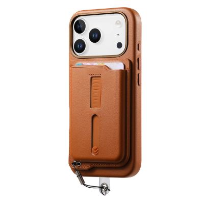 COQUE Silicone Case for Apple iPhone 17 Pro Max with Magnetic Card Holder and Retractable Wrist Strap, Yellow