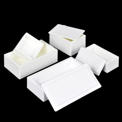 1 Pc 99% Pure Magnesium Oxide Crucible, High-Temperature MgO Ceramic Boat with Lid (60 × 30 × 20 mm)
