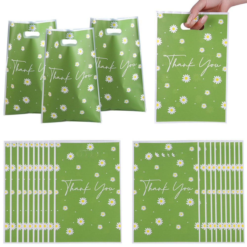 50 Thank You Gift Bags with Daisy Pattern