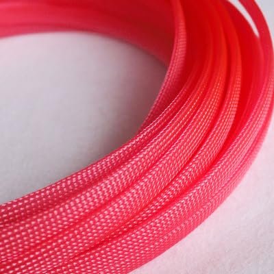 Braided High-Density PET Cable Sleeve, 214 mm, Expandable UV-Protective Split Sleeve, Flame-Retardant, UV Pink, 30 mm x 5 m