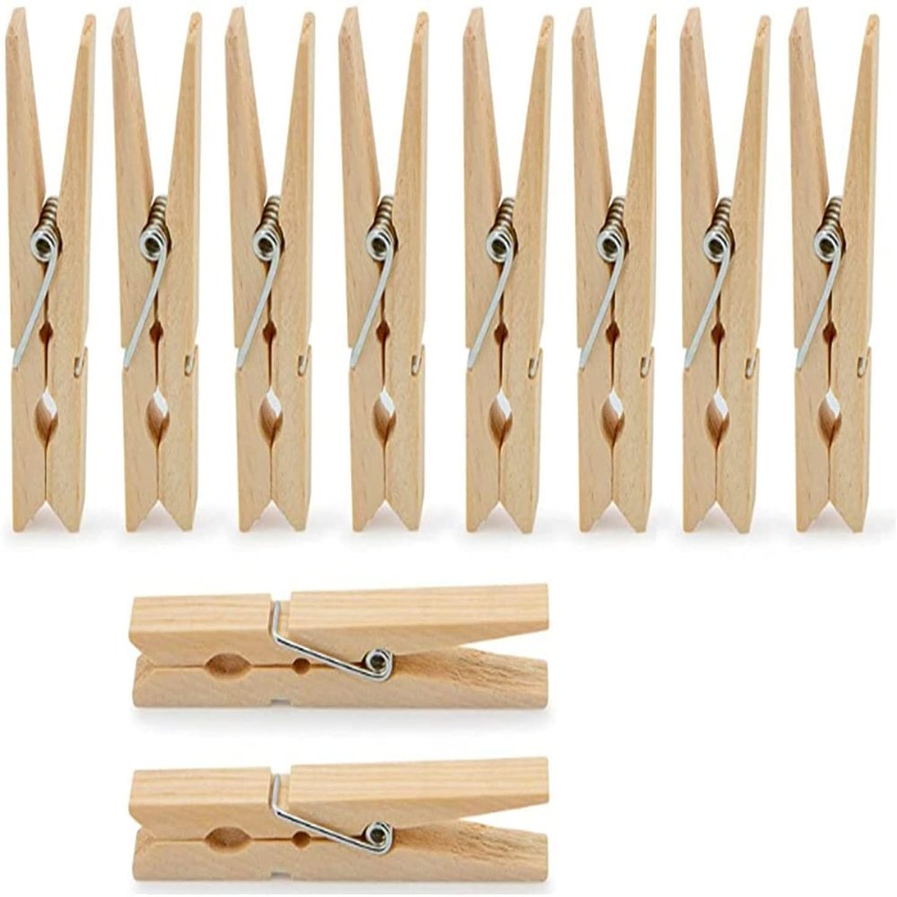 Clothespins, 10 Pieces, Durable Wooden Clothespins