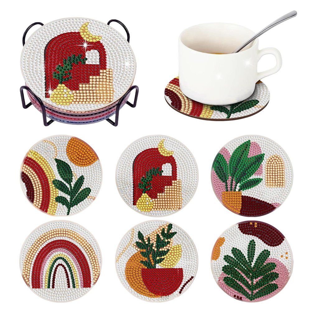 MHwan Diamond Painting Coasters, 8-Piece Set for Adults