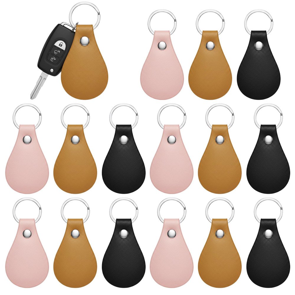 15-Piece PU Leather Keychain Blanks