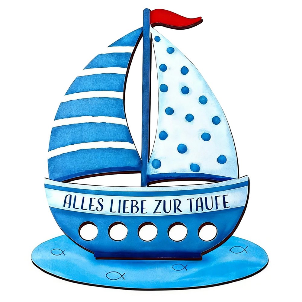 Blue Wooden Baptism Gift for Boys