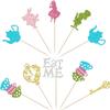 16-Piece Magical Alice Cake Toppers with Glitter Bowl, Key, Clock and Fairy Designs view 3