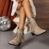Women's Fringe Cowgirl Ankle Boots with Block Heel view 2