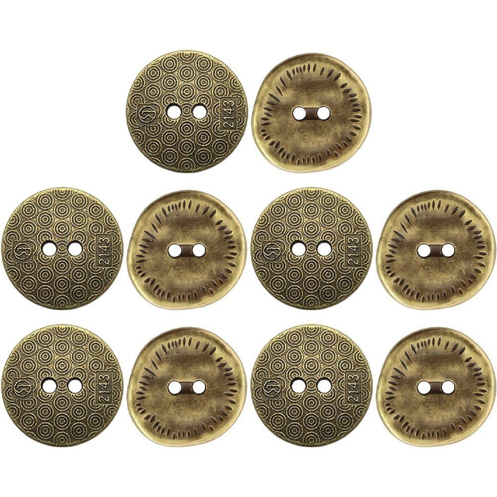 Dianzan Round Metal Buttons, 10 Pieces, Vintage Sewing Buttons