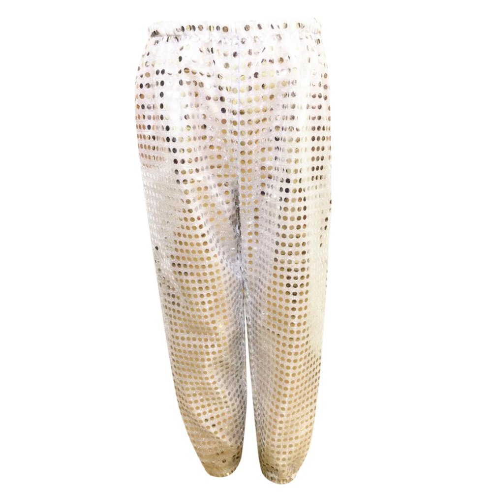 2026 Kids' Sequin Harem Pants for Jazz, Hip-Hop and Street Dance, Silver, Ages 9–10