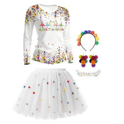 Women's Confetti Costume Set with Tulle Skirt and Accessories