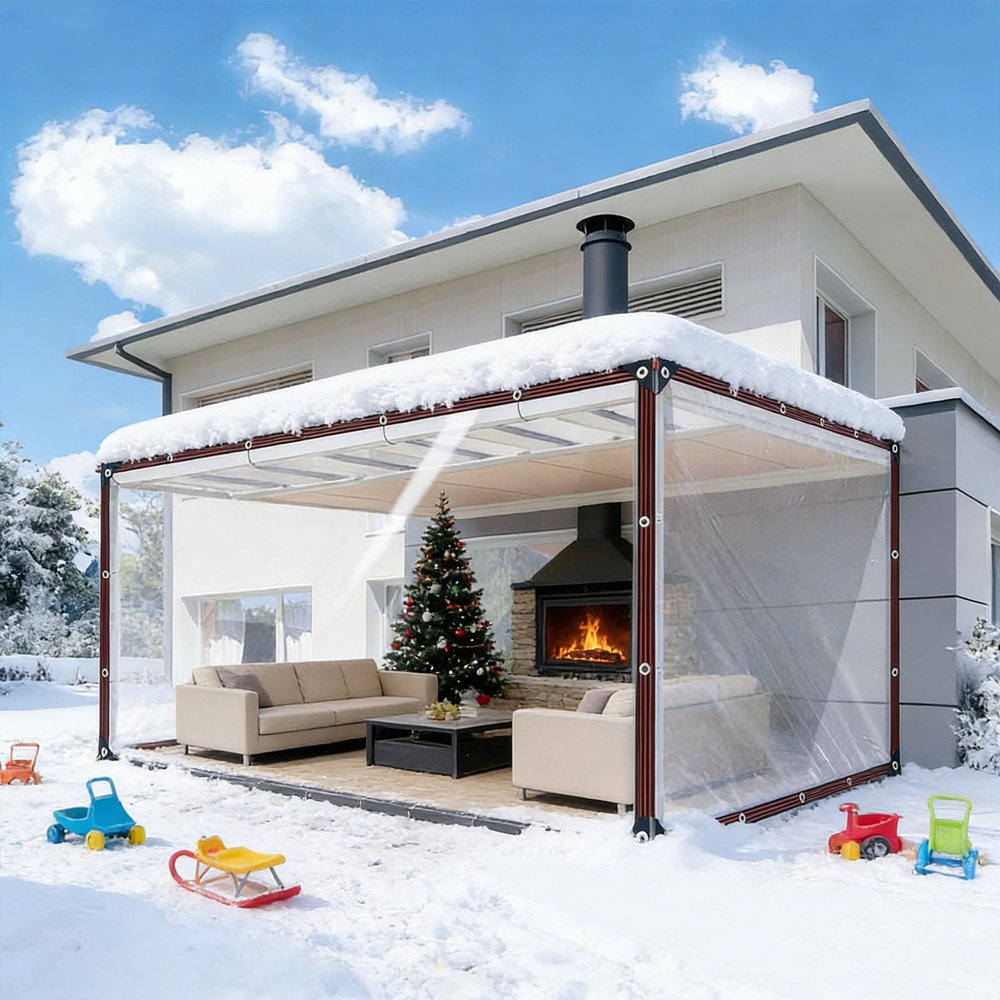 Transparent PE Tarp with Eyelets, 160 x 235 cm, UV-Resistant, Weatherproof