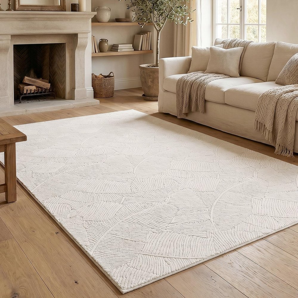Enyhom Beige Shaggy Short-Pile Area Rug, 120 x 160 cm