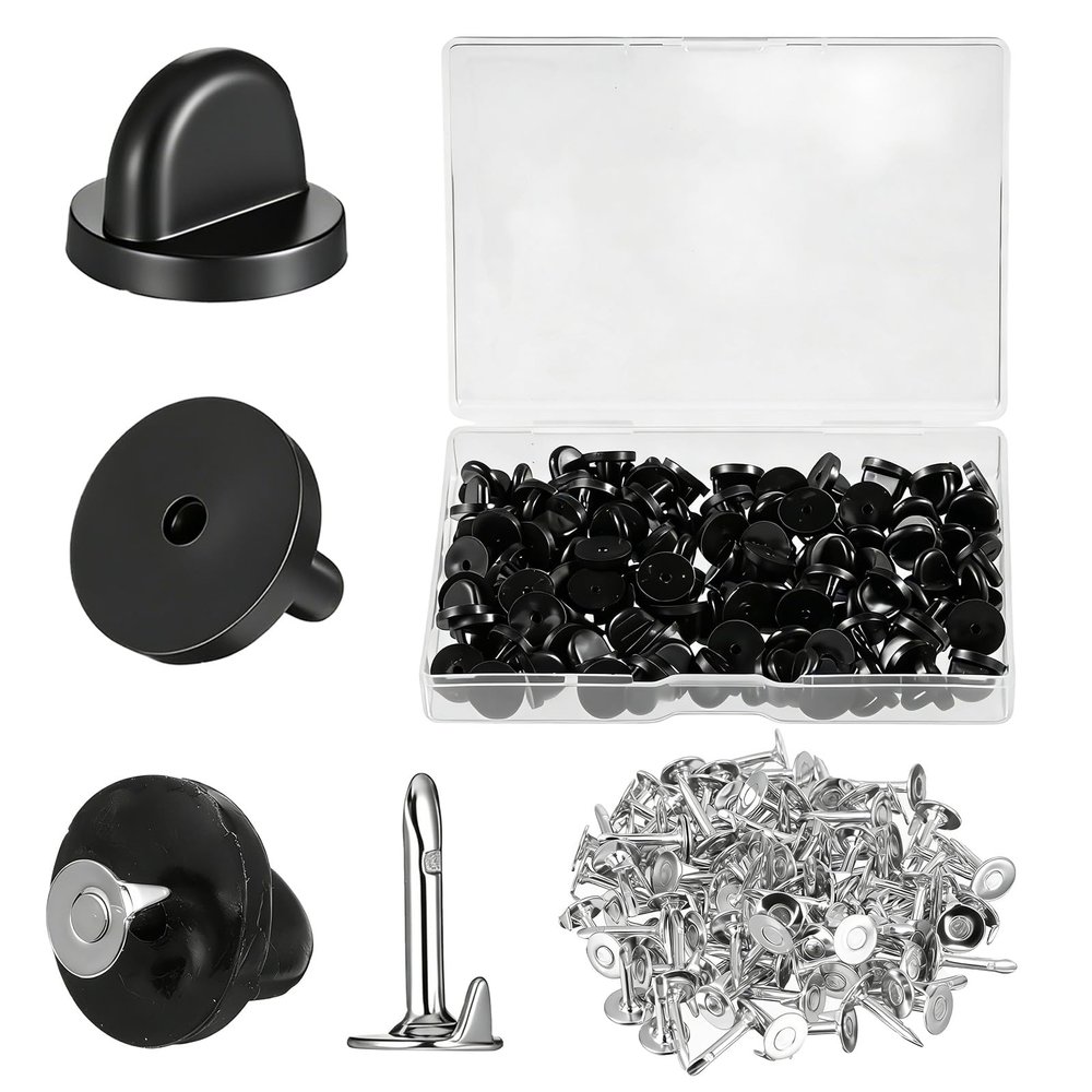100 Pcs Rubber Pin Back Buttons