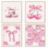 dzxnouart Canvas Art, Pink Bow Design, Unframed, Trendy, Chic, for Bathroom, Dorm, Bedroom, 21 x 30 cm, Set of 4 view 1