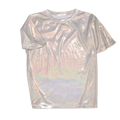 Women's Metallic Sequin Top, Short-Sleeve Mermaid-Style Shirt