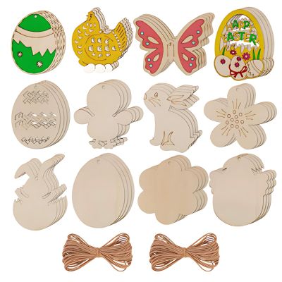 48-Piece Wooden Easter Ornaments Set