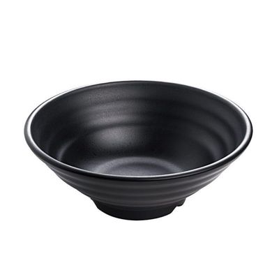 Melamine Ramen Bowl Pure Black Ring Stripes