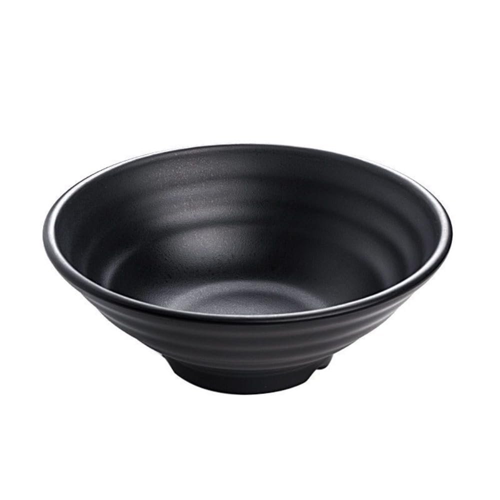 Melamine Ramen Bowl Pure Black Ring Stripes