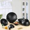 Melamine Ramen Bowl Pure Black Ring Stripes view 2