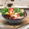 Melamine Ramen Bowl Pure Black Ring Stripes view 3