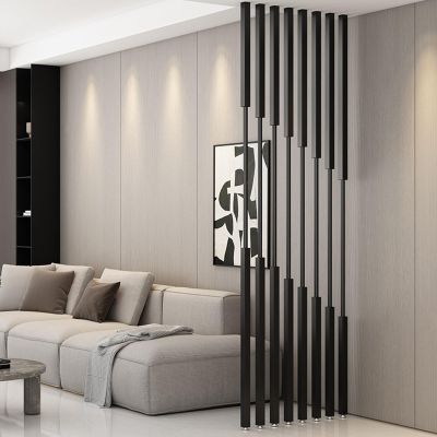 Wall Privacy Screen, Modern Freestanding Partition Poles, 5/8 pcs, Metal Room Divider Without Drilling for Living Room and Bedroom (8 pcs-B, 300 cm/118 in/9.8 ft)