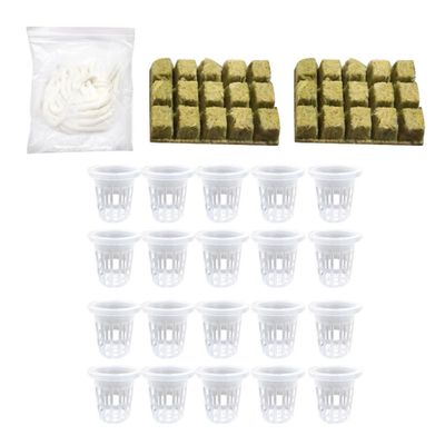 MAGICLULU Hydroponic Net Pots with Wool Cubes