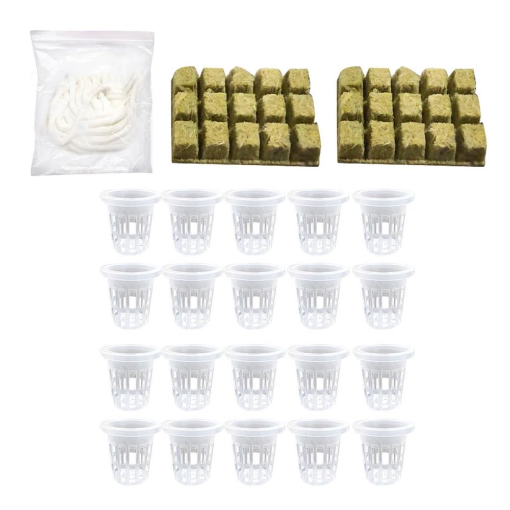 MAGICLULU Hydroponic Net Pots with Wool Cubes