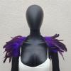 Black Feather Collar Gothic Feather Shrug, Black Feather Cape for Halloween, Carnival, Masquerade & Cosplay – Purple view 2