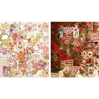 100-Piece Transparent Flower Sticker Set