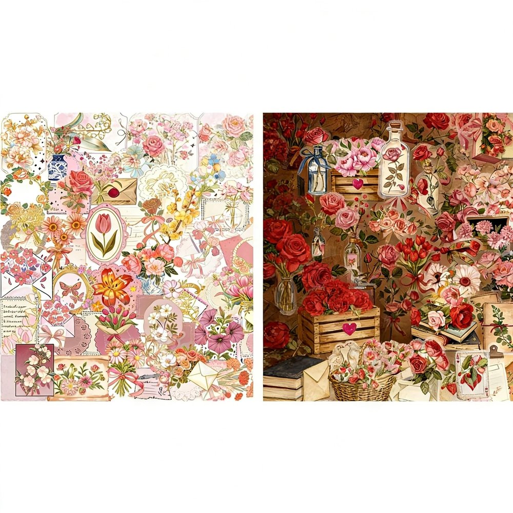 100-Piece Transparent Flower Sticker Set