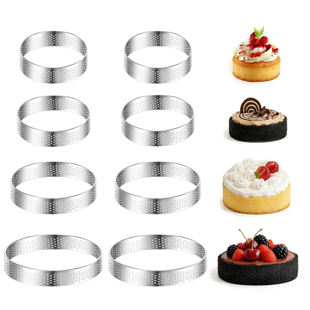 8-Piece Perforated Crumpet Ring Set