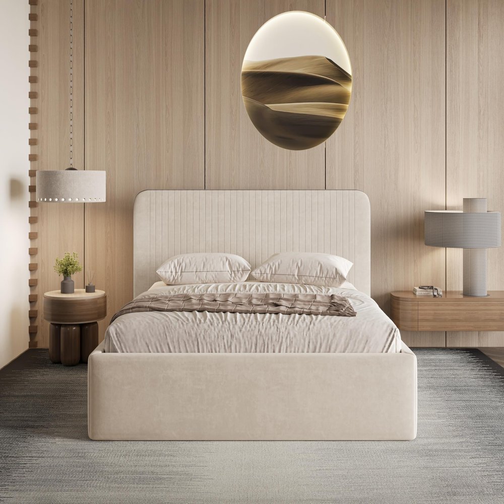 Chilly Möbel Design Sandy Upholstered Bed, 180 x 200 cm, Beige