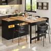Dolaman Extendable Bar Table 120–180 cm with LED Lighting and 360° Rotation, Storage, Black CC view 1