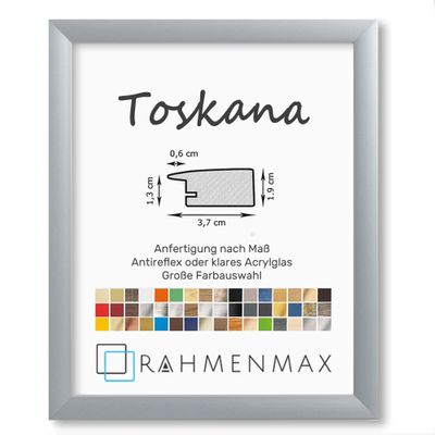 RahmenMax Toskana MDF Picture Frame, Brushed Aluminum-Look, for 93 x 106 cm Images