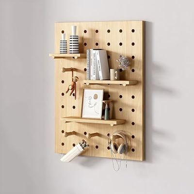 Solid Wood Wall Pegboard, Versatile Display Solution for Bedroom, Apartment, Garage & Craft Room