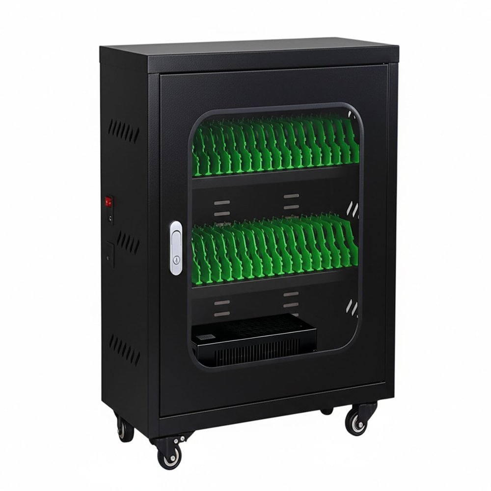 LADECNERHT Portable Phone Charging Cabinet, 30-Slot, Black