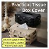 Decorative Woven Tissue Box Cover, PU Leather, Gray view 3