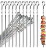 30 Stainless Steel Grill Skewers, 12-Inch Spiral Kabob Skewers view 1