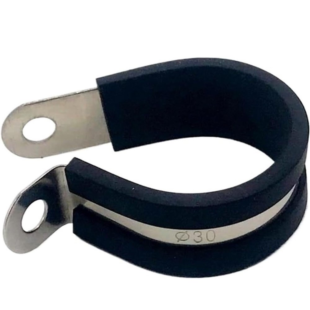 10-Pack 6–45 mm 304 Stainless Steel Rubber-Lined P-Clips, Durable Hose Clamps for Secure Cable Mounting (20 mm)