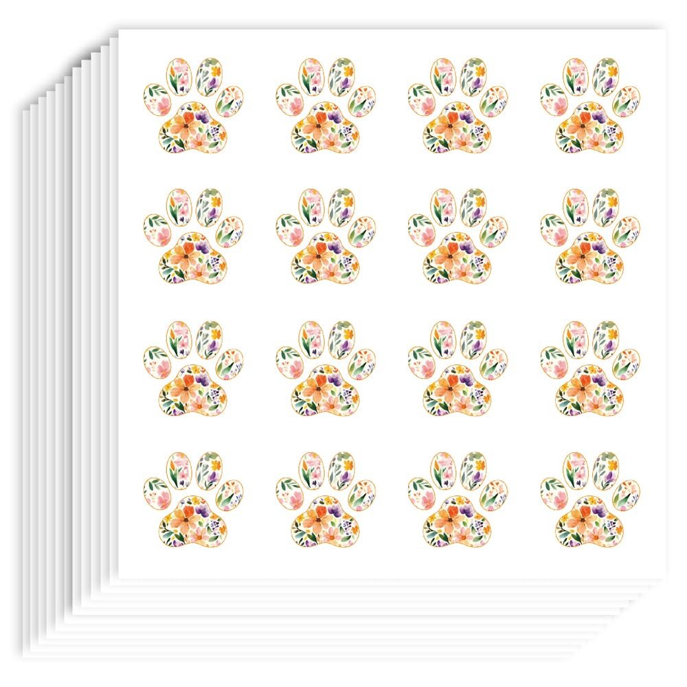 AHANDMAKER 192 Pcs Dog Paw Flower Stickers