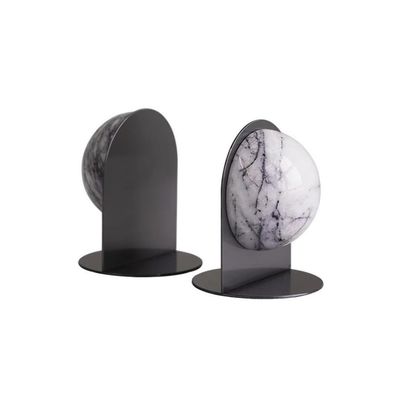 Decorative Marble-Patterned Bookends for Desk and Home