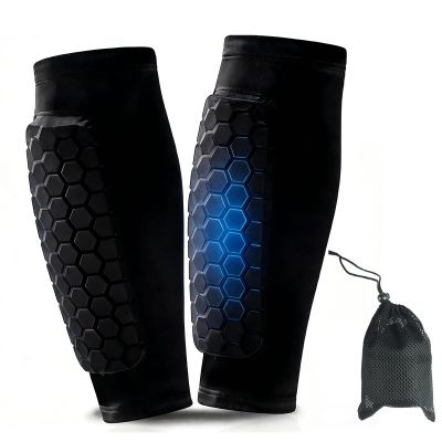 BacJueSin Soccer Shin Guards for Kids and Adults, Breathable Nylon, Honeycomb Design, Anti-Slip (L)