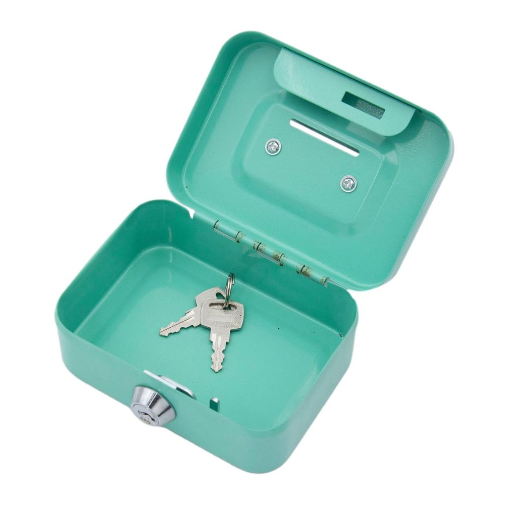 Locking Money Box - Mini Cash Box with Key Lock