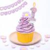 1st Birthday Candle Girl Purple Glitter view 3