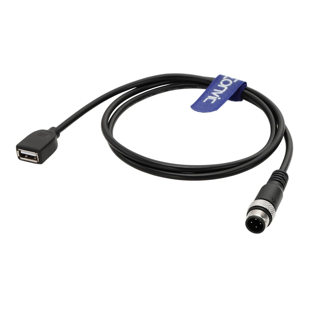 Eonvic Industrial M12 4-Pin A-Code Male to USB 2.0 Female Data Cable, High-Speed Shielded IP67 Waterproof, 2 m