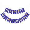jijAcraft Pre-Made Happy Birthday Banner: Royal Blue Gold view 1