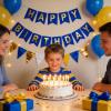 jijAcraft Pre-Made Happy Birthday Banner: Royal Blue Gold view 4