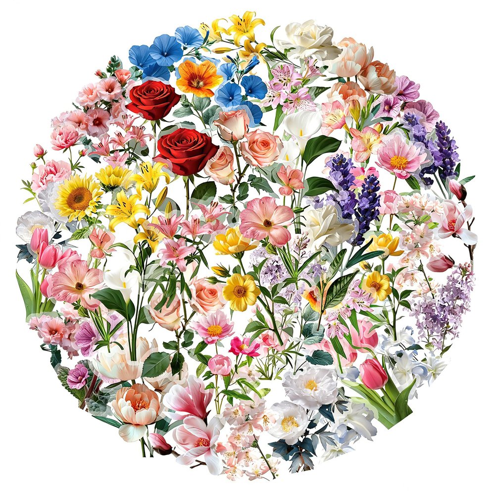 100 Transparent Flower Stickers
