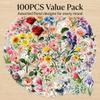 100 Transparent Flower Stickers view 2