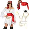 Women's Pirate Costume Set with Corset Belt, Headscarf and Eye Patch view 1