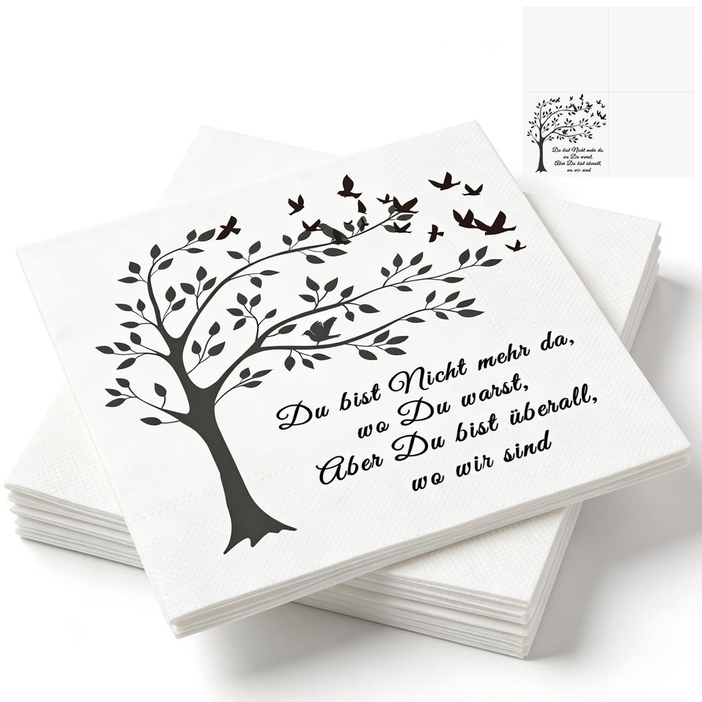 Funeral Napkins, Black & White, 20 Pack